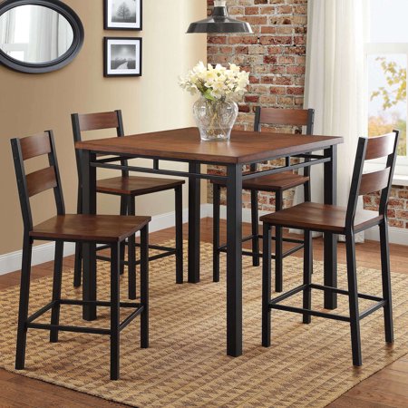 Better Homes & Gardens Mercer 5-Piece Counter Height Dining Set, Vintage Oak