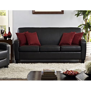 Mainstays Faux Leather Sofa, Black