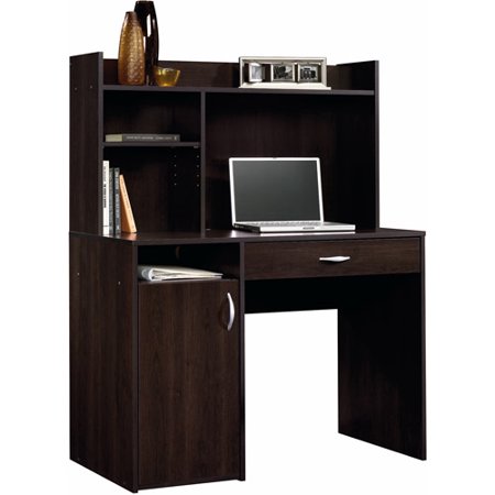 Sauder Beginnings Desk with Drawer and Hutch, Cinnamon Cherry