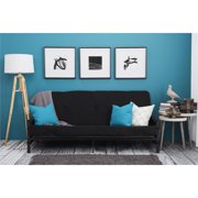 Load image into Gallery viewer, Mainstays Fairview Storage Arm Futon with 6&quot; Mattress, Black