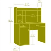 Sauder Beginnings Desk with Drawer and Hutch, Cinnamon Cherry