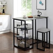Mainstays 3-Piece Metal Pub Set with Faux Concrete Top, Gray, Black