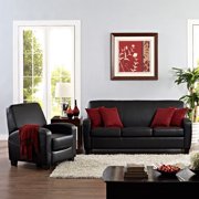 Mainstays Faux Leather Sofa, Black