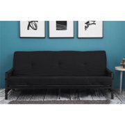 Mainstays Fairview Storage Arm Futon with 6" Mattress, Black