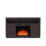 Better Homes & Gardens Ellis Shutter Media Fireplace for TV’s up to 70” & 135 lbs, Dark Oak Finish