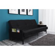 Mainstays Fairview Storage Arm Futon with 6" Mattress, Black